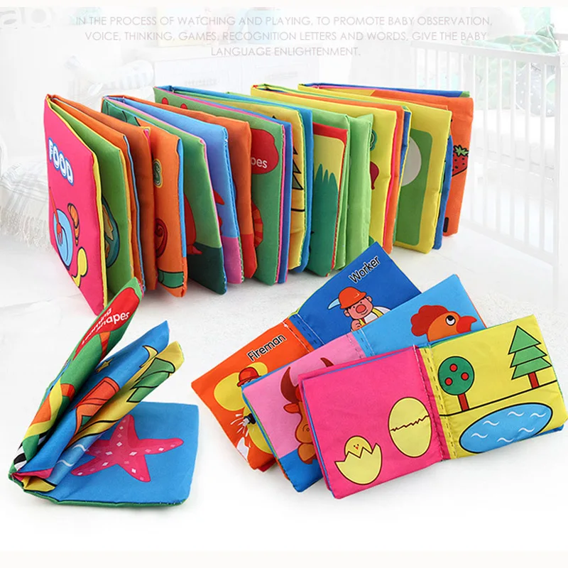 

6pcs/set Soft Cloth Books For Baby Rustle Sound Infant Educational Early Stroller Rattle Toy For Over 3 Months Kids Cloth Book