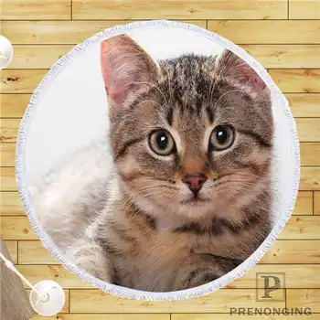 

Custom DIY Customized Microfiber Fabric Animals Cats Round Beach Blanket Towel Printed on Demand 150cm #19-01-28-96