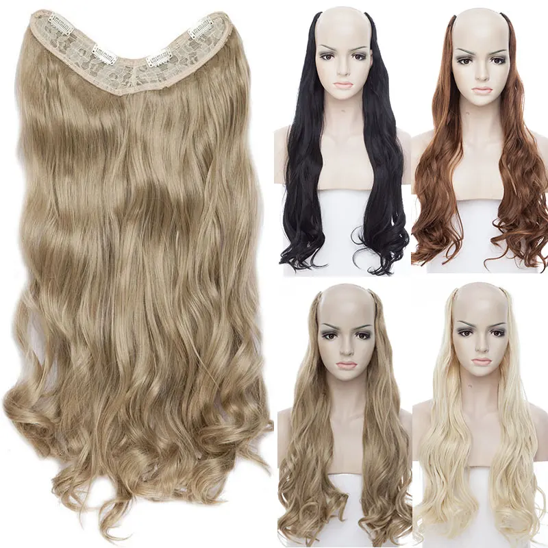SNOILITE 24inch 4 clips in wavy Hair Extention synthetic Clip ins