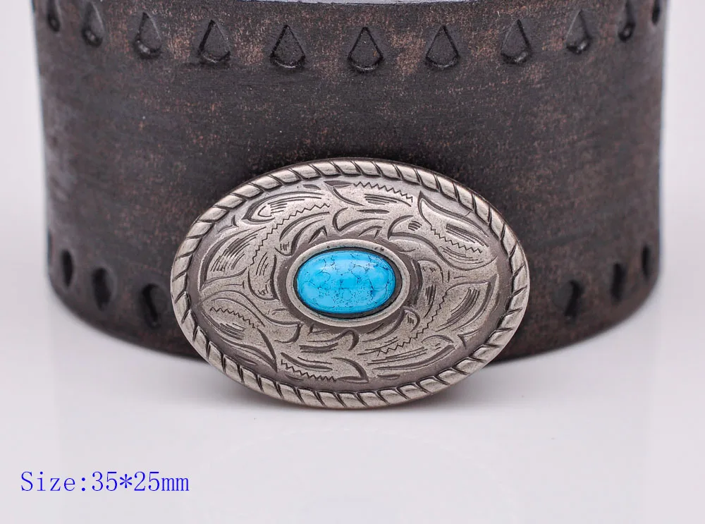 10 шт. 35X25mm старинные серебряные западные Бирюзовый Овальный парад кожа Кончос для