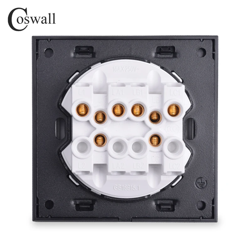 Coswall роскошный 4 бандовый переключатель мгновенного контакта импульсный настенный переключатель кнопочный рыцарь черная алюминиевая металлическая панель