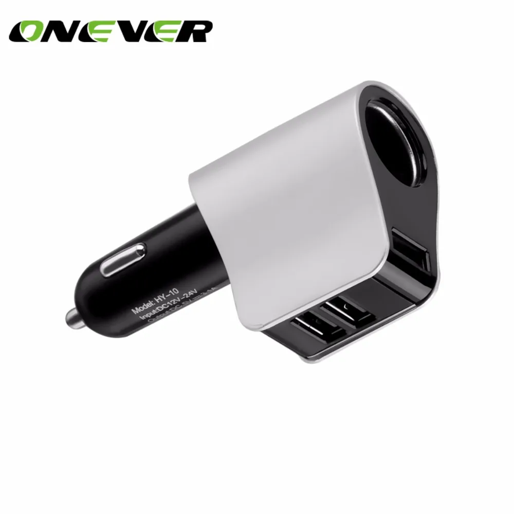 Onever 3.1A 3-USB адаптер питания Прикуриватель разъем USB Автомобильное зарядное устройство адаптер Поддержка умной быстрой зарядки