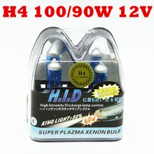 H4 Halogen Bulb 12V 100/90W Super White 2 PCS Blue Glass Stainless Steel Base Car Lamp
