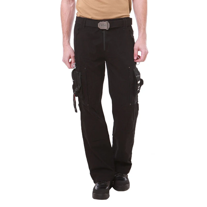 Брюки карго комбинезоны мужские Millitary одежда Тактические Брюки Военная коленная Подушка мужские американские военные камуфляжные армейские стильные камуфляжные брюки - Цвет: Black