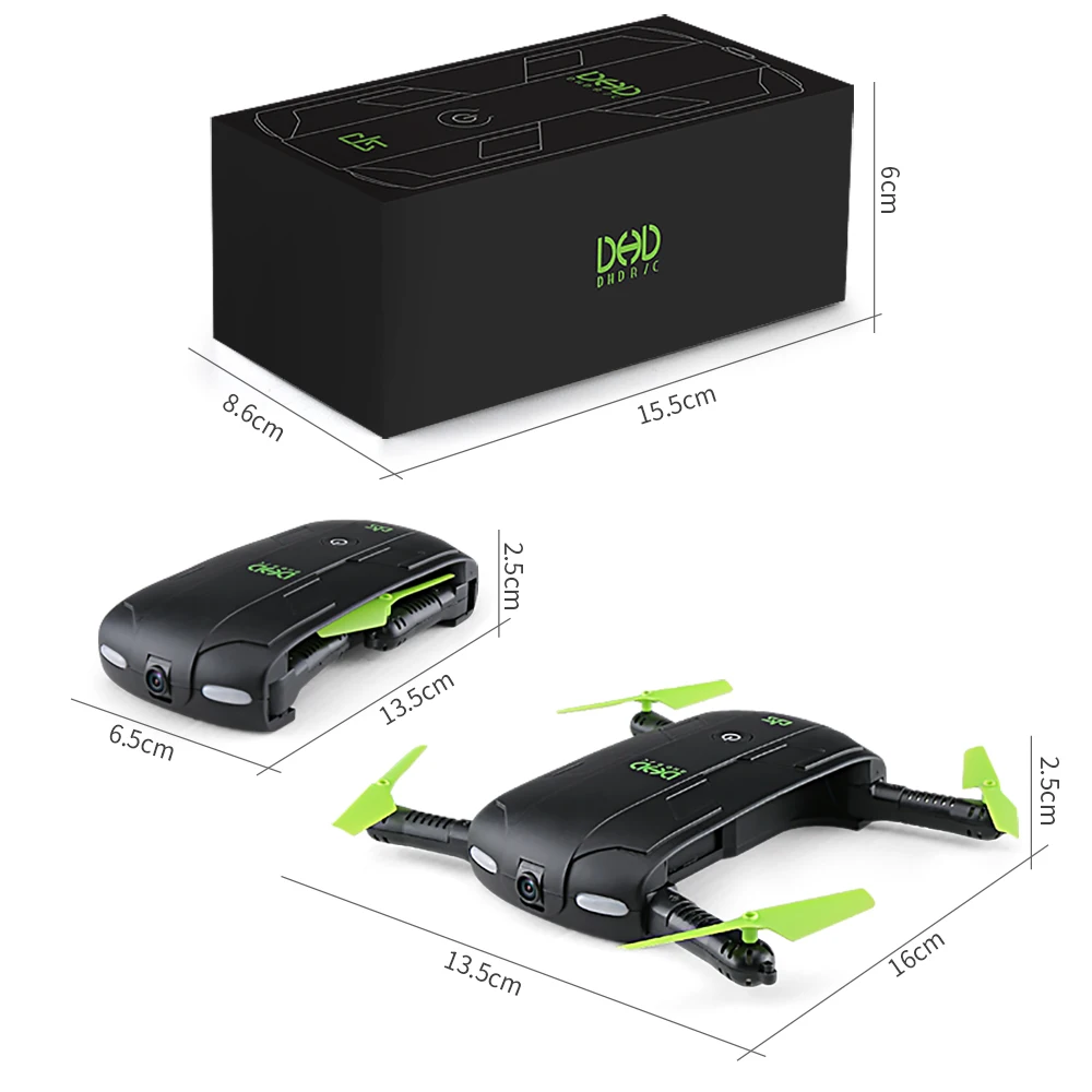 

DHD D5 Selfie Drone With Wifi FPV HD Camera Foldable Pocket RC Drones Phone Control Helicopter VS JJRC H37 T47 H49 Drone