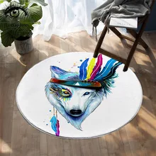 Wolf by Pixie холодный художественный круглый ковер хиппи напечатанный нескользящий коврик для пола Коврики для спальни с изображением животных красочные tapetes Прямая поставка