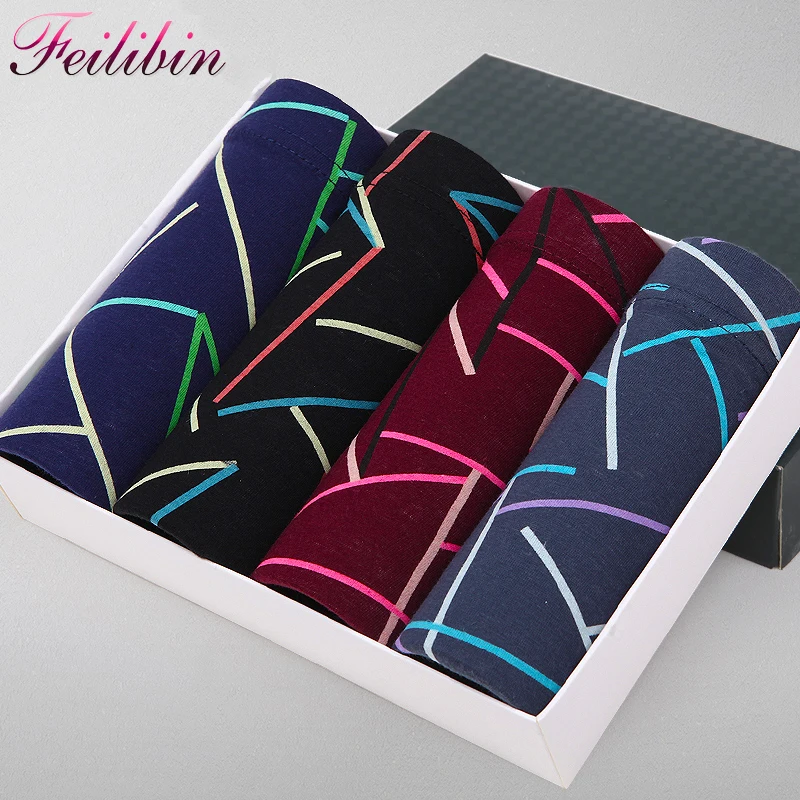 

Feilibin Mens Shorts 4Pcs\lot Hot Sale Men Boxers Comfort Cotton Boxer Men Printed Boxer Shorts Boxers Plus Size Mens Underwear