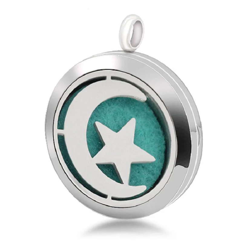 Magnetic Stainless Steel Aromatherapy Necklace Jewelry Star Moon Perfume Locket Pendant Essential Oil Diffuser | Украшения и