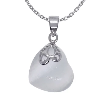 

925 Sterling Silver Jewelry Pendant with White Opal Stone 100% Real Silver Heart Pendants