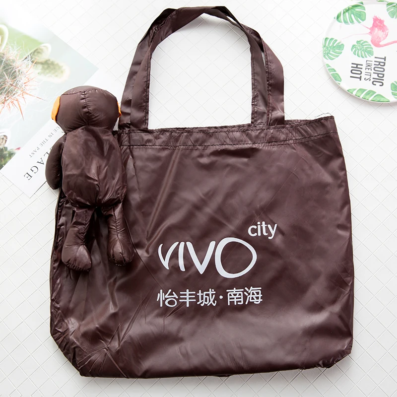 

2019 ECO Shopping Bag brown Black Coated Bear Cotton filling Waterproof Tote reusable shopping bag grocery Pouch