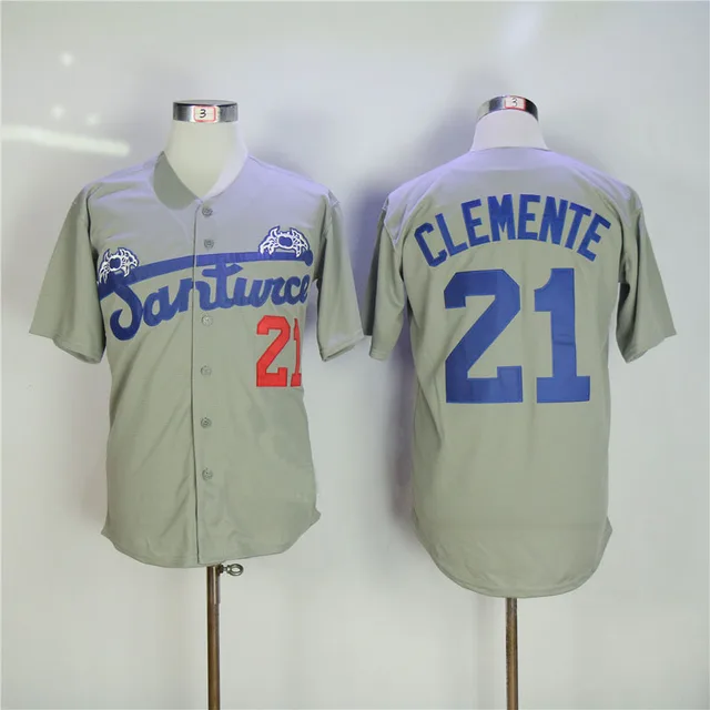 Roberto Clemente Jersey #21 Santurce Crabbers Puerto Rico In Baseball Jersey Baseballs Stitched Button Down Shirt Free Shipping