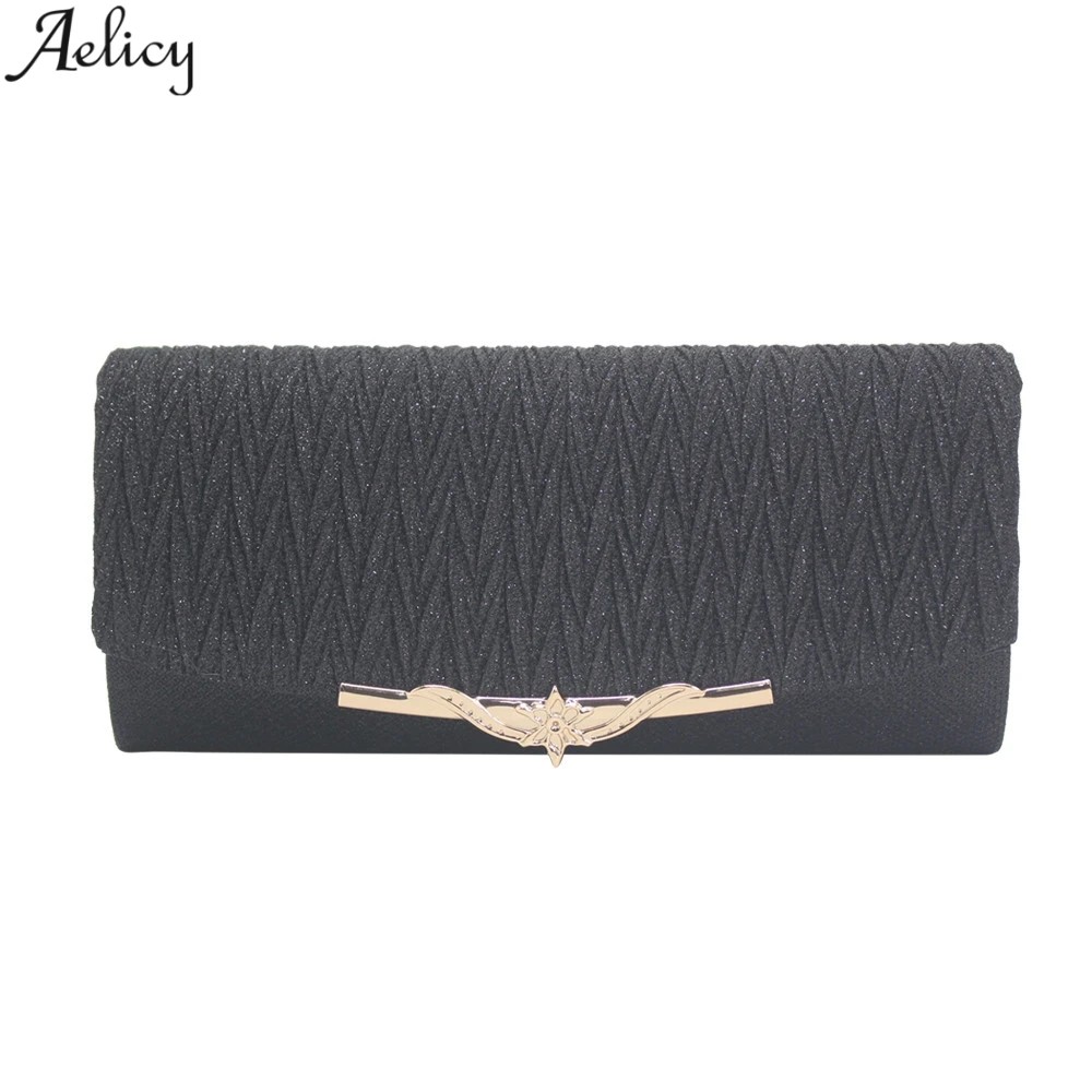

Aelicy Ruched Chains Evening Bags For Ladies Satin Material Metal Edge Decoration Temperament Party Bag For Women Hot Sales