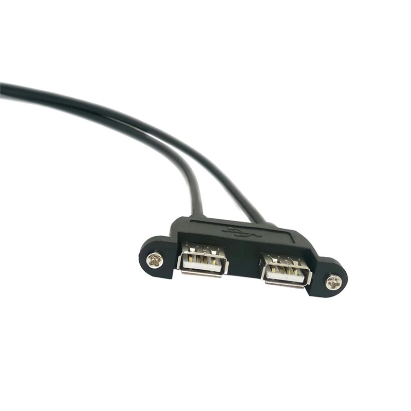 Удлинительный кабель с двумя разъемами USB 2,0 «Папа-папа» и «мама» с креплением на панель с винтом