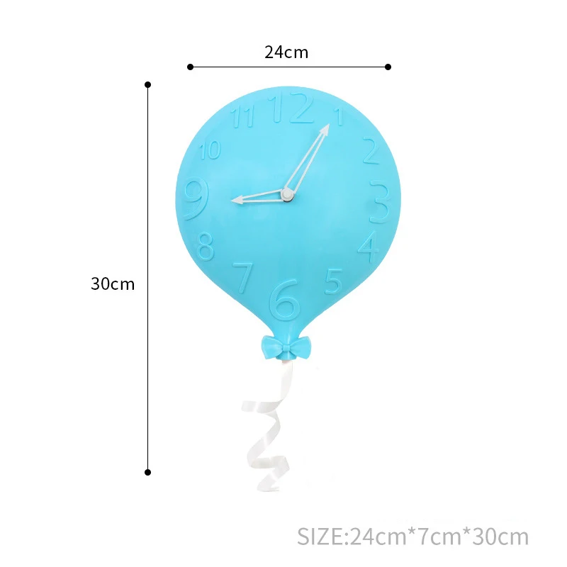 7/цвет 30*24 см милые новые модные простые бесшумные воздушные шары настенные часы немой гостиной спальни домашний декор - Цвет: Blue