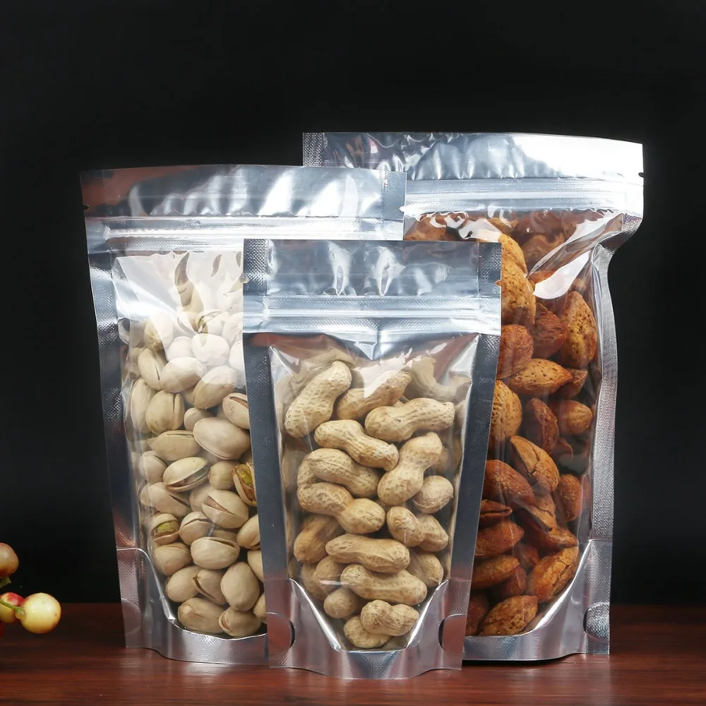 

10 Pcs Clear Aluminum Foil Bag Self Seal Zipper Ziplock Packing Food Bag Retail Resealable Baking Packaging Bag Pouch