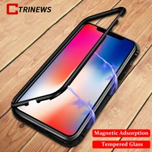 Magnetic Tempered Glass Case For iPhone X 8 8 Plus Metal Frame 360 Full Protection Cover For iPhone 7 7 Plus Transparent Case