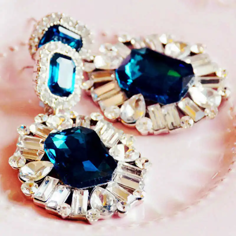 HOT HOT HOT Women's fashion earrings New arrival brand sweet metal with gems DROP crystal earring for women girls (4)