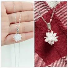 2016 new arrival fashion white ice flower 925 sterling silver pendant necklaces female jewelry wholesale D160406