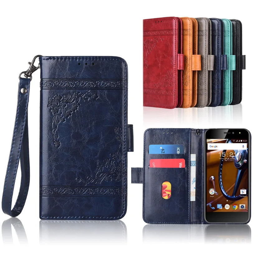 

Newest Wallet case for Fly FS526 Power Plus 2 Flip case with Strap,100% special PU leather embossing flower cover case