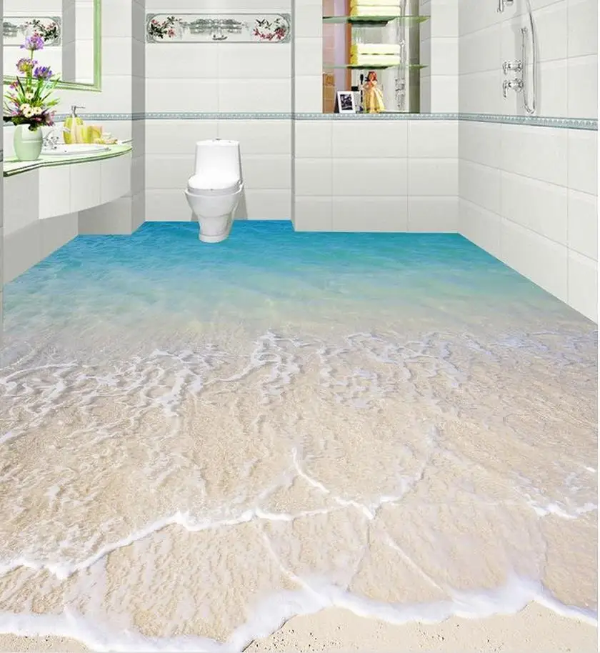 Фотообои с пляжным полом 3D обои на пол для гостиной водные растения напольные