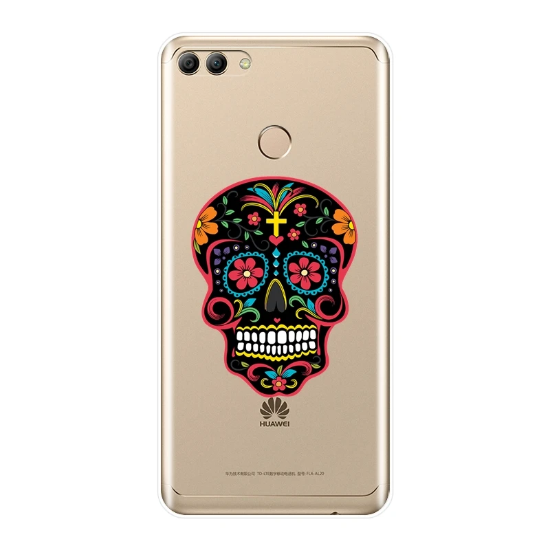 Чехол накладка для huawei Y3 Y5 Y6 Y7 2017 II Pro Мягкий силиконовый чехол &quotскелетная&quot