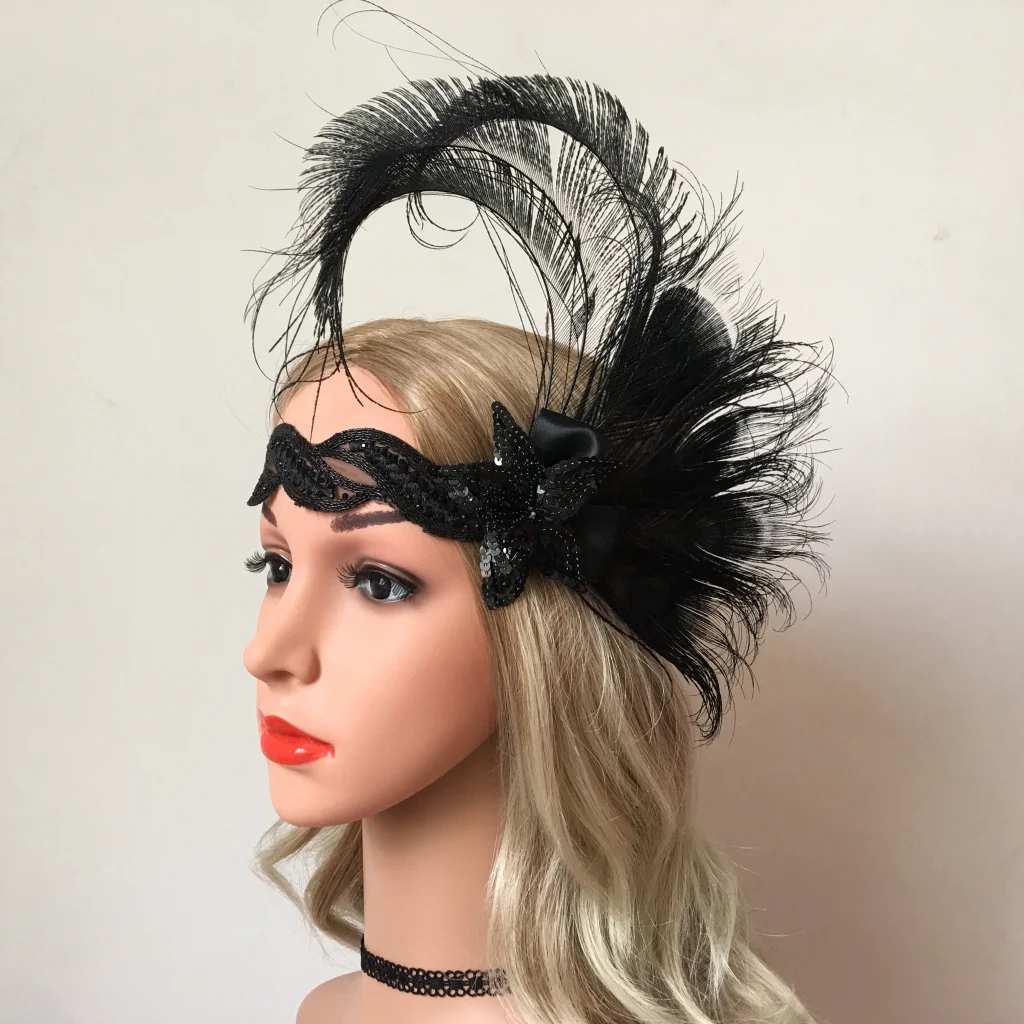 20s Peacock Gatsby Headband Flapper 1920s Feather Costume Gatsby Party Headpiece 