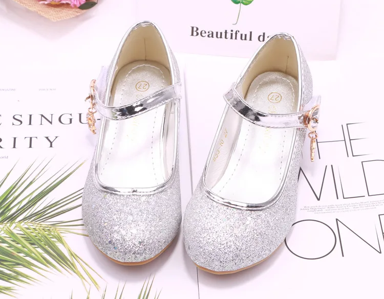 qloblo Kids Girls Wedding Shoes Children Princess Sandals High Heels Dress Shoes Shoes For Girls