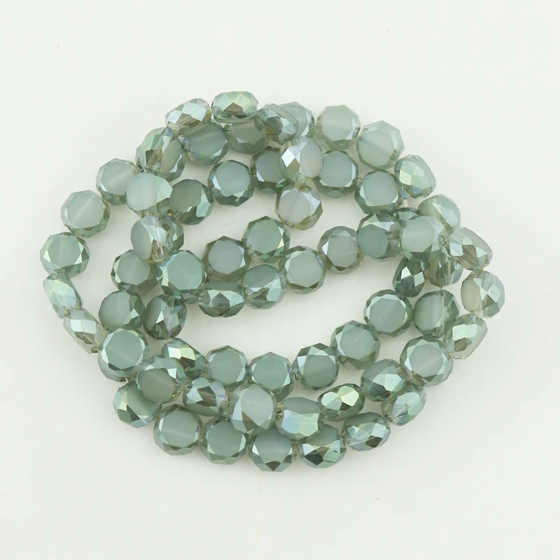 Flat Round Crystal Bead Faceted Glass Beads For Jewelry Making 8mm