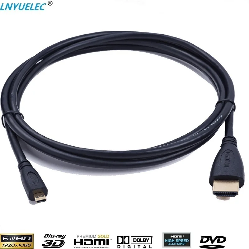 Lnyuelec Micro HDMI к HDMI кабель, Скорость HDTV HDMI Micro HDMI кабель поддерживает Ethernet, 3D, 4 К и Audio Return