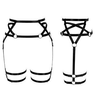 

Pentagram Frame Hollow Out Garter Belts Sexy Punk Goth Lingerie Woman Stockings Suspender Plus Size Club Dance Festival Rave