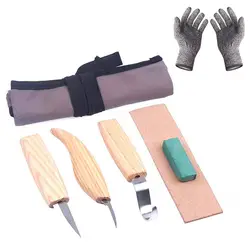 5 шт./компл. резьба по дереву инструменты с устойчивые к порезам перчатки и сумка для ложка WWO66