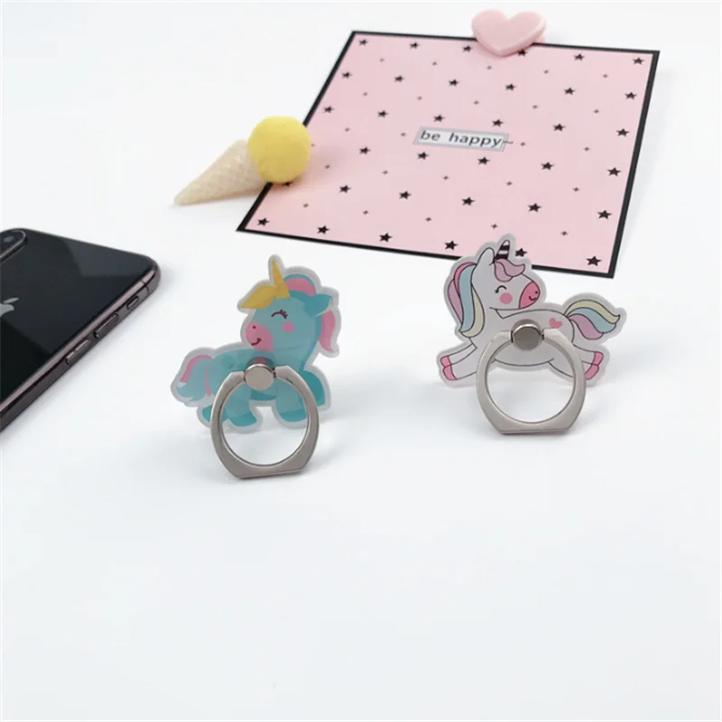 New Arrival Mobile Phone Holder Metal Finger Ring Holder Rainbow Unicorn Phone Ring Holder Cartoon Phone Stand Support