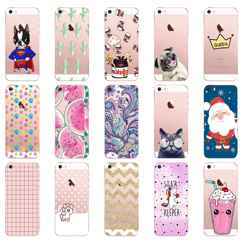 

08SX Phone Case For iPhone 5S 5 S SE Soft Silicone TPU Cute Patterned Paint For iPhone 5S 5 S SE Cases