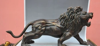 

34" china fengshui bronze anger animal lion roar statue Sculpture art Decorative