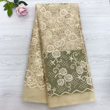 

Good Quality Embroidery Sequins Nigerian lace fabric For Wedding Dress HX1132-2