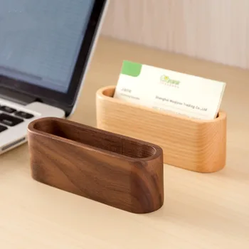 

Creative wood desk business card storage box simple business card seats men and women common business card holder
