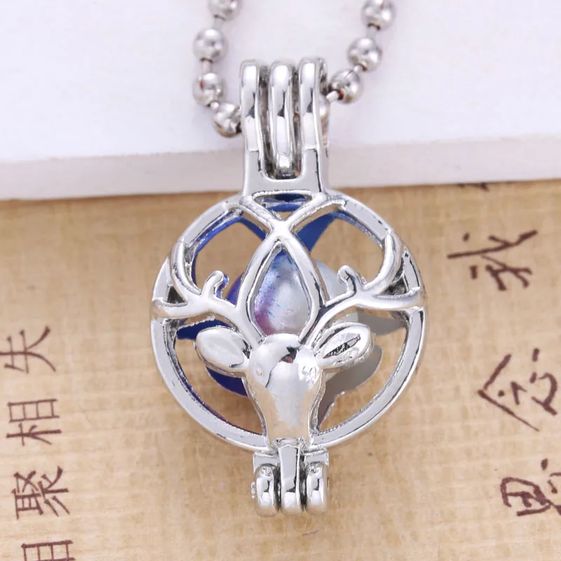 

6pcs Bright Silver Fawn Pearl Cage Jewelry Making Supplies Beads Cage Pendant Essential Oil Diffuser For Oyster Pearl 030523