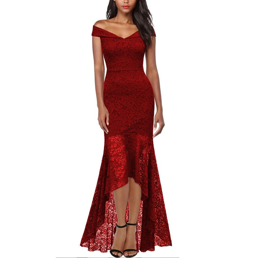 OML533# платье подружки невесты с вырезом лодочкой, короткое, винно-красное, кружевное, рыбий хвост синее свадебное платье на выпускной вечер Женская мода оптом