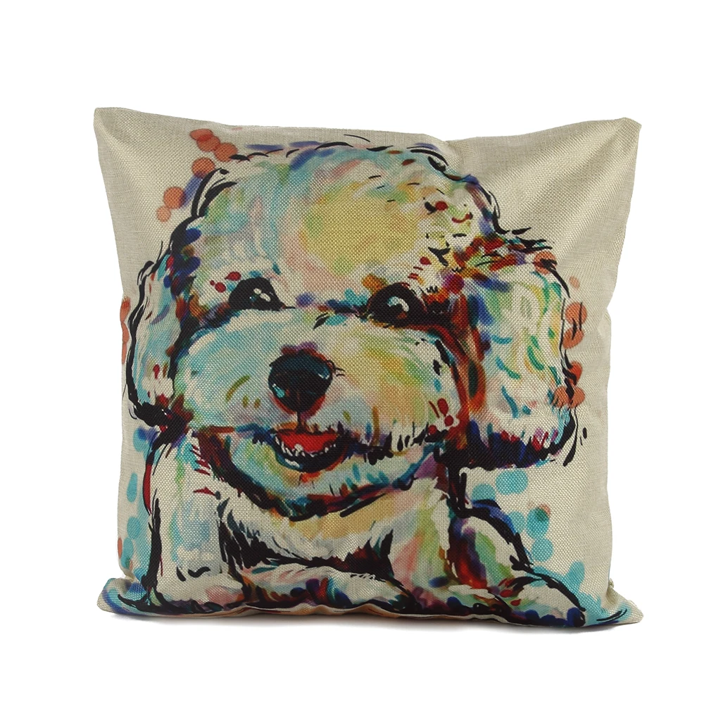 Pillow Cover Cute Dog Print Pillowcases Cotton Linen Printed 430 * 430