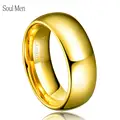 Мужское женское классическое юбилейное кольцо 8 мм золотого цвета, вольфрамовое обручальное кольцо без камня, размер США 4-15 TU003R - фото