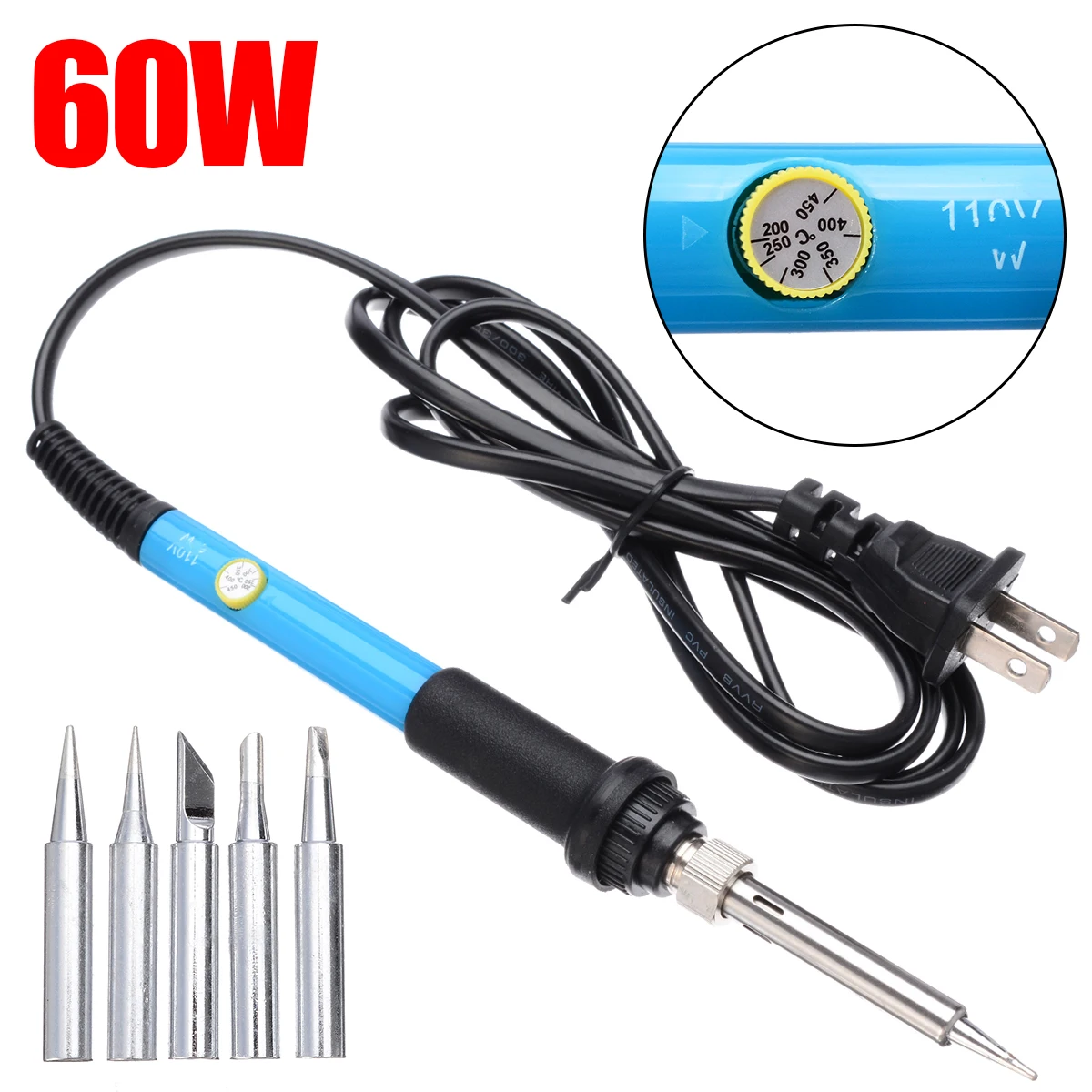 

New 60W Electric Soldering Iron Tool Kit 110V Soldering Iron 200-450 Degree Adjustable Temperature Professiona Welding Iron Set
