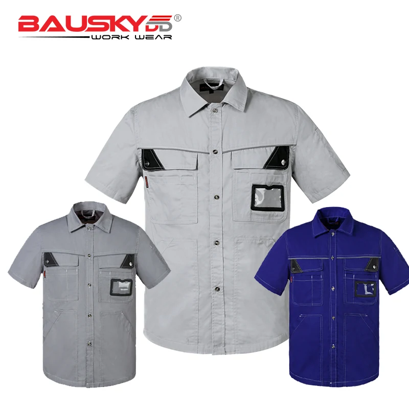Bauskydd Work Wear Men Women Summer Work Shirt Short Sleeves With C Big Size Dark Blue Grey Bauskydd Work Wear Men Women Summer Work Shirt Short Sleeves With C Big Size Dark Blue Grey
