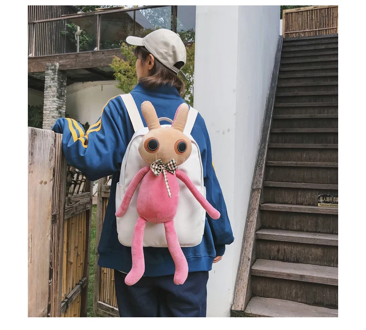 Menghuo Rabbit Canvas Backpack for Women Cute Funny Backpacks for Teenager Girls Lolita Bag Kawaii Backpack Mochilas femininas_21
