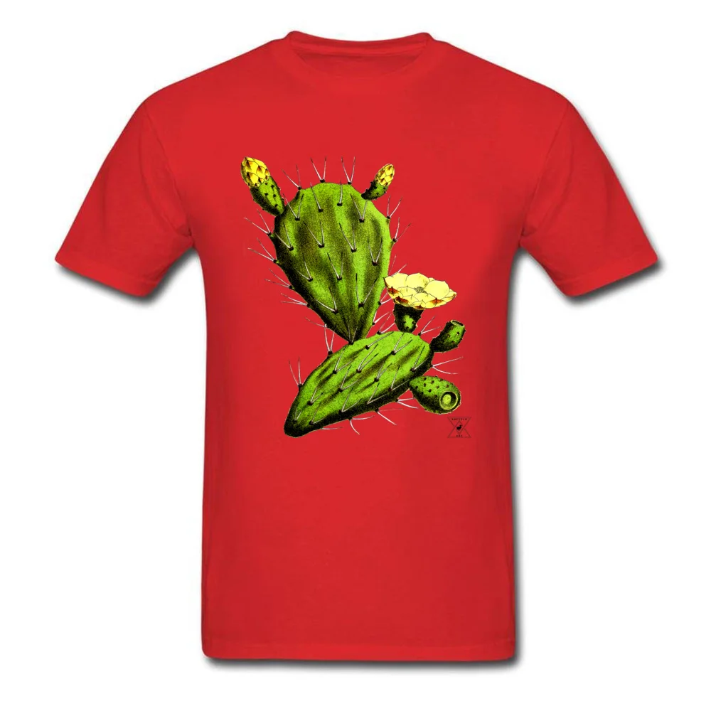 Custom Funny Men's T-Shirt Newest Summer Short Sleeve Round Collar Pure Cotton Tops Tees Party Tee Shirt Drop Shipping Desert Cactus by EncycloArt Botanical Cacti Plant Tee red