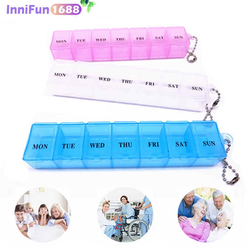 

1PCS 3 Colors 7 Days Weekly Tablet Pill Medicine Box Holder Storage Organizer Container Case Pill Box Splitters