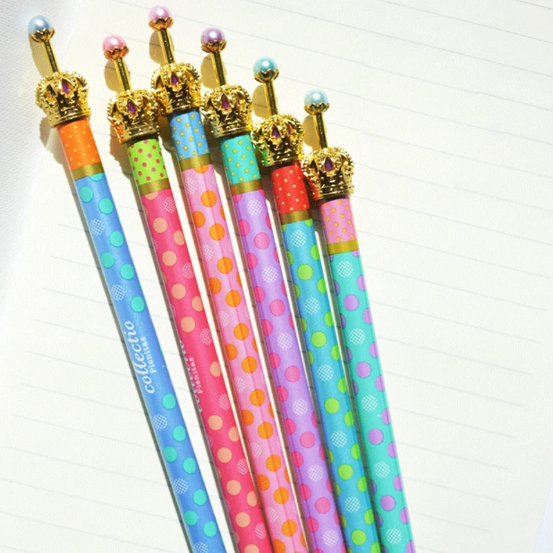

6 pcs student creative stationery crown gel pen