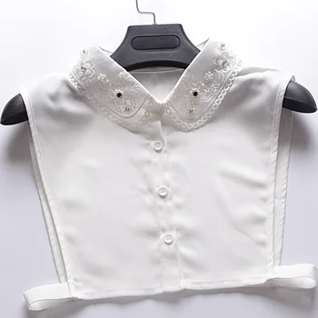 

Chiffon Blouse Embroidered Fake Collar Sweater cute crystal embroidery Embroidery Fake Collar White Shirt Decorative Fall Win