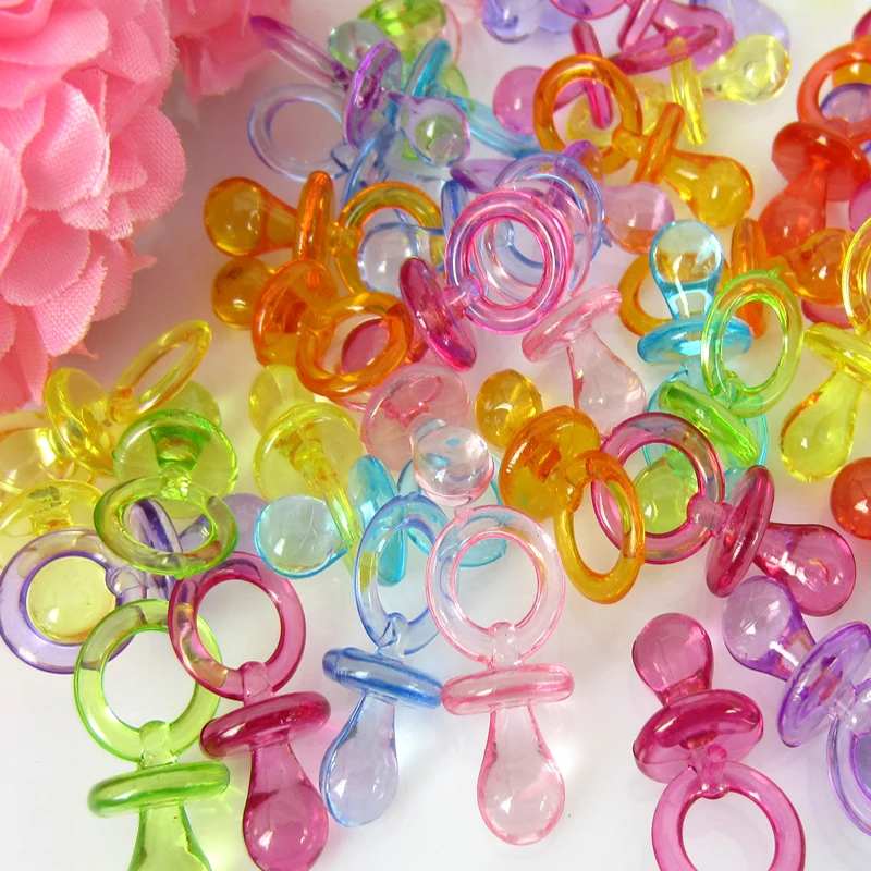 50pcs Mixed Clear Plastic Pacifiers Baby Shower Favors For Table Game