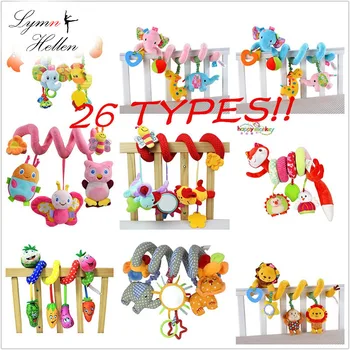 

Baby Infant Cute Animals Rattle Bed Crib Car Hanging Stroller Revolves Plush Appease Toys Teether Developmental Gift Rattles Toy