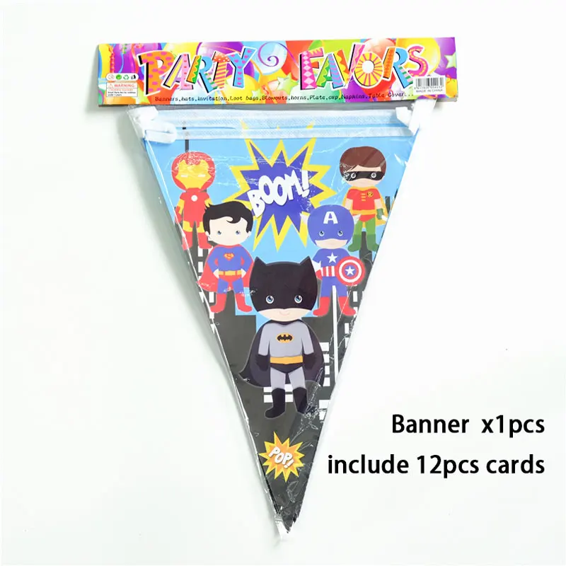 The Avengers Birthday Party Decorations Kids Batman Super Hero Party Supplies Tableware Set Plates Banner Balloons Candy Boxes